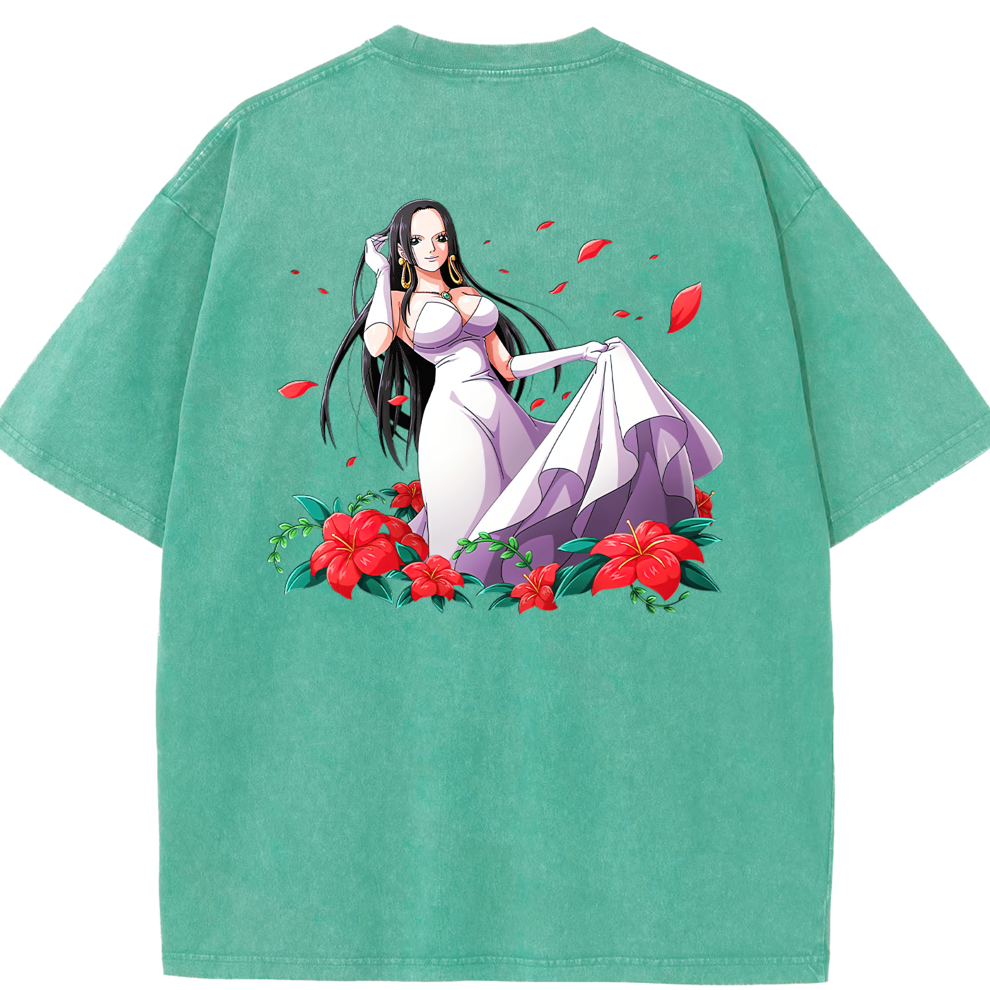 ワンピース ボア・ハンコック ONE PIECE Boa·Hancock 綿100% ヴィンテージ風 半袖Tシャツ（背面プリント）